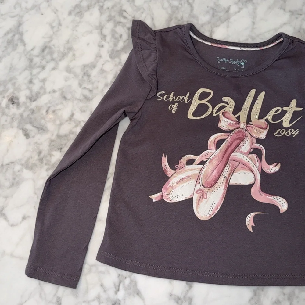 Cynthia Rowley Girls Ballet Graphic Top and Leggings Set 4Y